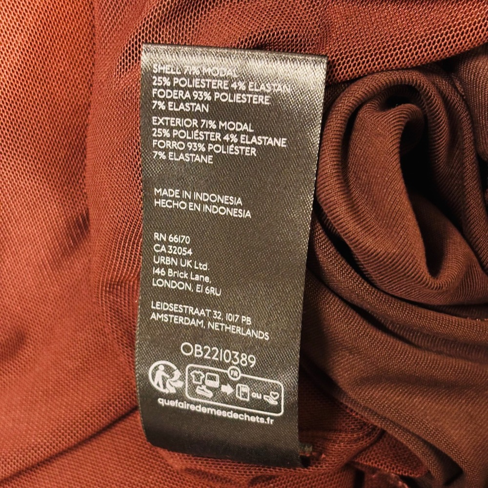 Anthropologie Ruched Cowl Neck Sleeveless Modal Dress Burgundy Rust XL OB2210389 - Picture 6 of 7